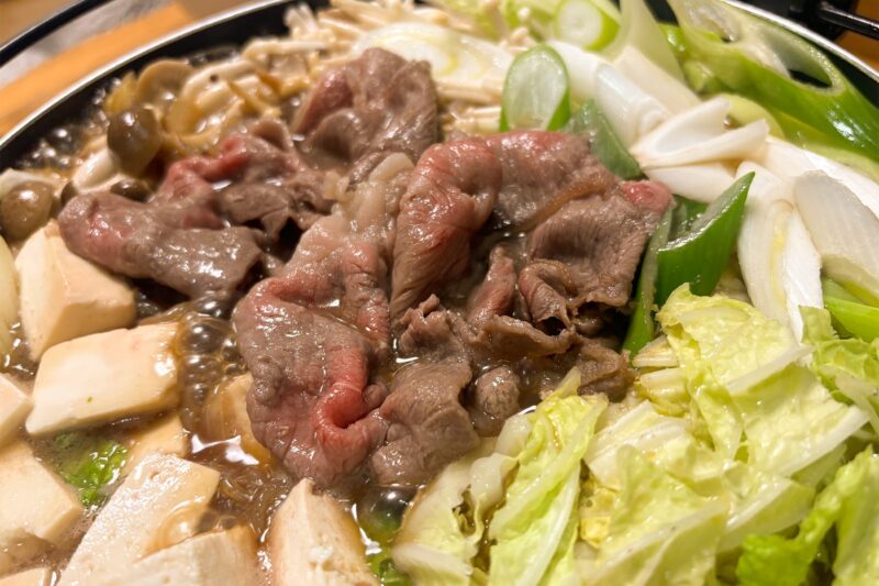 阿波牛を入れたすき焼き