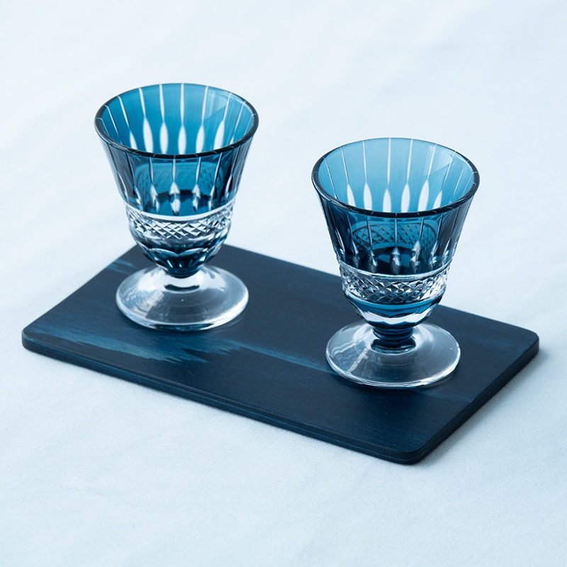 藍染杉コースター＆切子グラスセット 高台 | Lacycle mall