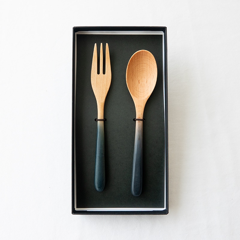 藍染木製スプーン・フォークセット