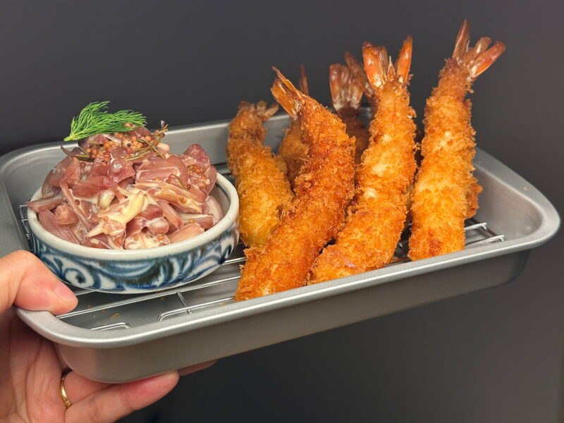 天然エビのエビフライとらっきょの桜色タルタル